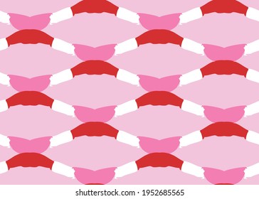 Vector texture background, seamless pattern. Hand drawn, pink, red and white colors.