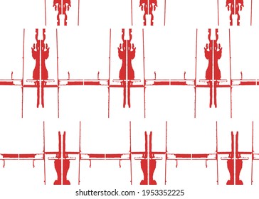 Vector texture background, seamless pattern. Hand drawn, red and white colors.