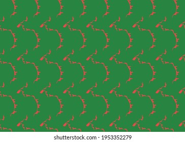 Vector texture background, seamless pattern. Hand drawn, green and red colors.
