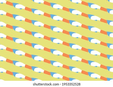 Vector texture background, seamless pattern. Hand drawn, yellow, orange, blue and white colors.