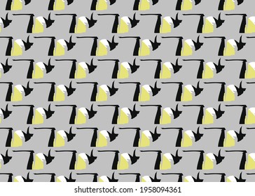 Vector texture background, seamless pattern. Hand drawn, grey, yellow, black and white colors.