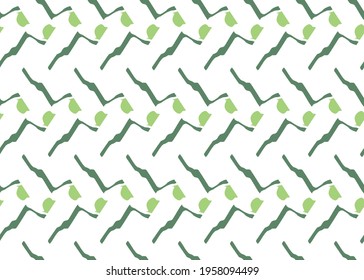 Vector texture background, seamless pattern. Hand drawn, green and white colors.