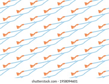 Vector texture background, seamless pattern. Hand drawn, blue, orange and white colors.