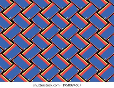 Vector texture background, seamless pattern. Hand drawn, blue, yellow, black and red colors.
