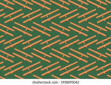 Vector texture background, seamless pattern. Hand drawn, green and orange colors.
