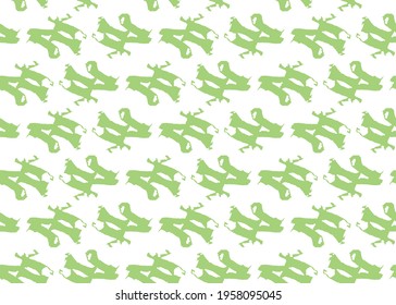 Vector texture background, seamless pattern. Hand drawn, green and white colors.
