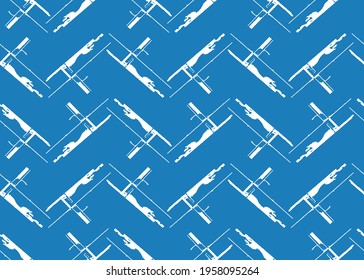 Vector texture background, seamless pattern. Hand drawn, blue and white colors.