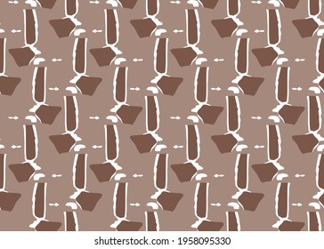 Vector texture background, seamless pattern. Hand drawn, brown and white colors.