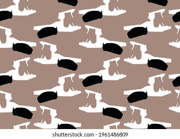 Vector texture background, seamless pattern. Hand drawn, brown, black and white colors.