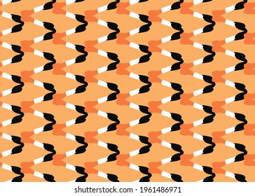 Vector texture background, seamless pattern. Hand drawn, orange, black and white colors.