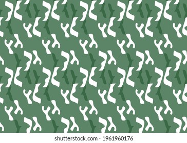Vector texture background, seamless pattern. Hand drawn, green and white colors.