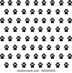 Vector texture from black animal paw prints. Texture prints dog, cat.