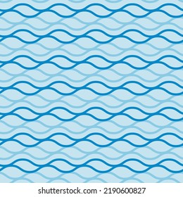 Vector texture of blue waves, seamless pattern