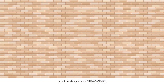 Vector texture of brick wall. Realistic beige brick wall background. Brown brick wall seamless vector pattern for replication. Bavarian masonry seamless vector pattern. Vector illustration.