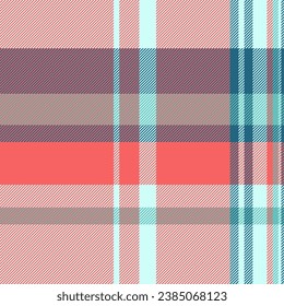 Vector texture check of fabric background pattern with a textile plaid tartan seamless in red and light colors.
