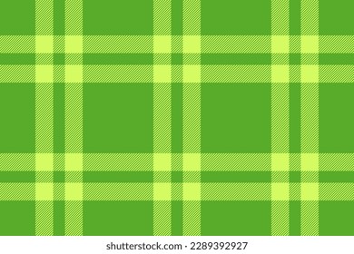 Comprobación de la textura vectorial. El tartán de plástico no tiene fisuras. Tela textil de patrón de fondo en tonos lima y verde.