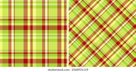 Vector texture check of textile fabric plaid with a background seamless tartan pattern. Set in christmas colours for herringbone patterns in fashion and design.