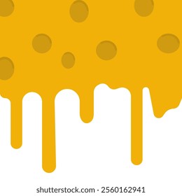 Vector texture of cheese with melting drips over a cake, featuring a detailed background illustration