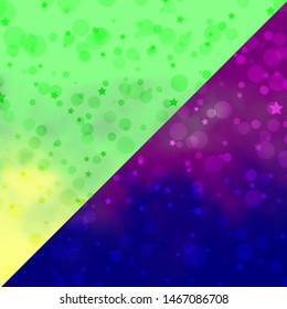 Vector texture with circles, stars. Abstract design in gradient style with bubbles, stars. Pattern for trendy fabric, wallpapers.