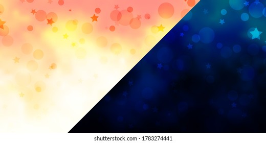 Vector texture with circles, stars. Abstract illustration with colorful shapes of circles, stars. Pattern for trendy fabric, wallpapers.