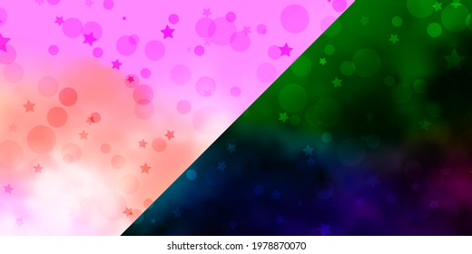 Vector texture with circles, stars. Abstract design in gradient style with bubbles, stars. Pattern for design of fabric, wallpapers.