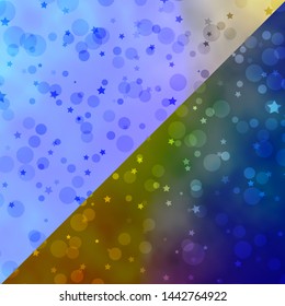 Vector texture with circles, stars. Colorful illustration with gradient dots, stars. Design for textile, fabric, wallpapers.