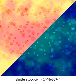 Vector texture with circles, stars. Colorful illustration with gradient dots, stars. Pattern for design of fabric, wallpapers.