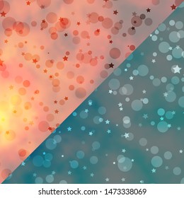 Vector texture with circles, stars. Colorful illustration with gradient dots, stars. Design for textile, fabric, wallpapers.