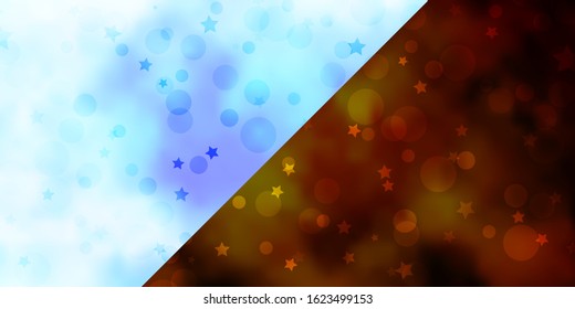 Vector texture with circles, stars. Colorful illustration with gradient dots, stars. Pattern for trendy fabric, wallpapers.