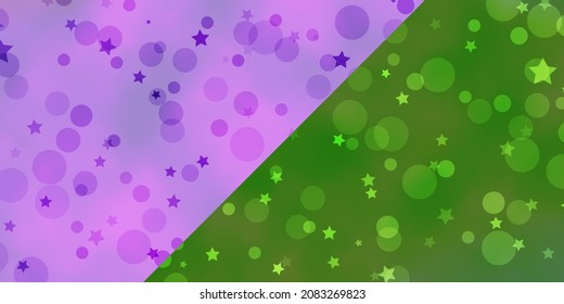 Textura vectorial con círculos, estrellas. Discos coloridos, estrellas en un fondo de degradado simple. Plantilla para tarjetas de visita, sitios web.