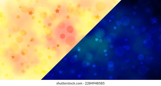 Vector texture with circles, stars. Colorful disks, stars on simple gradient background. Template for business cards, websites.