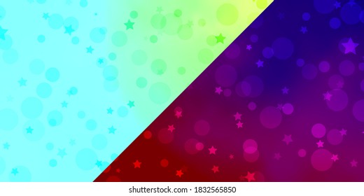 Textura vectorial con círculos, estrellas. Ilustración abstracta brillante con gotas coloridas, estrellas. Textura para persianas, cortinas.