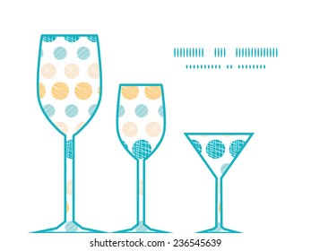 Vector texture circles stripes abstract three wine glasses silhouettes pattern frame