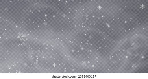 Vector texture Cold winter wind. On a transparent background. Christmas cold snow effect.	