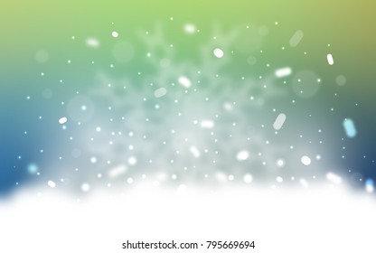 Vector texture with colored snowflakes. Blurred decorative design in xmas style with snow. The pattern can be used for new year ad, booklets.