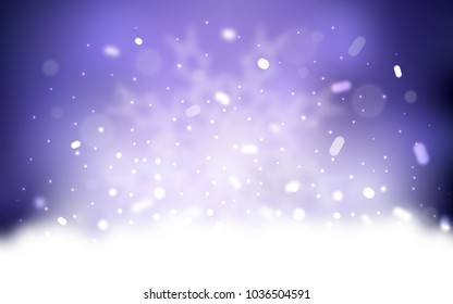 Vector texture with colored snowflakes. Snow on blurred abstract background with gradient. The pattern can be used for new year leaflets.