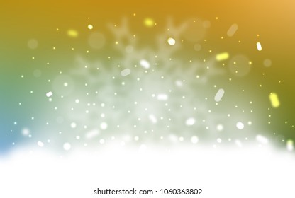 Vector texture with colored snowflakes. Snow on blurred abstract background with gradient. New year design for your business advert.