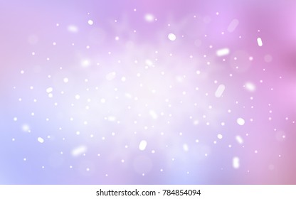 Vector texture with colored snowflakes. Snow on blurred abstract background with gradient. The pattern can be used for new year ad, booklets.