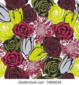 vector texture consist of colorful flowers. Vector illustration