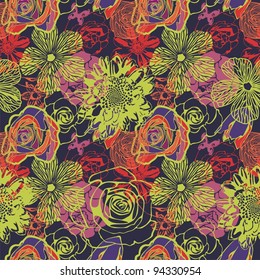 vector texture consist of colorful flowers. Vector illustration