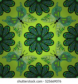 vector texture consist of flowers on green background. Vector illustration