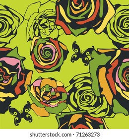 vector texture consist of flowers on green background. Vector illustration