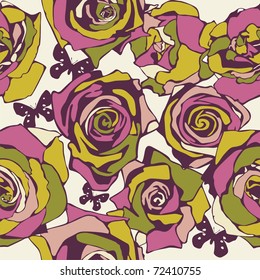 vector texture consist of flowers on beige background. Vector illustration