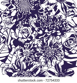 vector texture consist of flowers on white background. Vector illustration