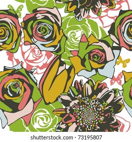 vector texture consist of flowers on white background. Vector illustration