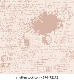 Vector texture with constellations and signs of the zodiac and the text with stains and splashes