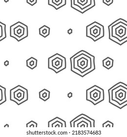 Vector. The texture of the contour hexagon. Monochrome, black and white, grey  geometric seamless pattern. Mosaic abstract background. Hexagonal repeating hand drawn geometric polygon texture.