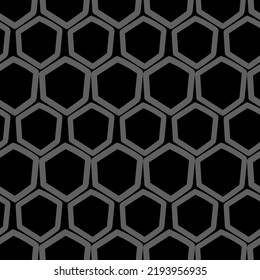 Vector. The texture of the contour hexagon. Monochrome, black and white, grey  geometric seamless pattern. Mosaic abstract background. Hexagonal repeating hand drawn geometric polygon texture.