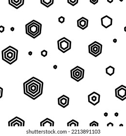 Vector. The texture of the contour hexagon. Monochrome, black and white, grey  geometric seamless pattern. Mosaic abstract background. Hexagonal repeating hand drawn geometric polygon texture.