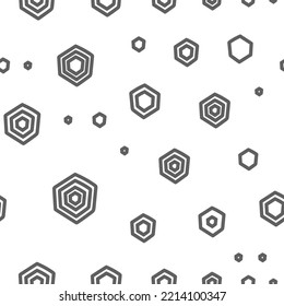 Vector. La textura del hexágono de contorno. Patrón monocromo, blanco y negro, geométrico gris sin soldadura. Fondo abstracto mosaico. Textura de polígono geométrico dibujada a mano extendida de forma exagerada.